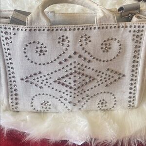Prada Cream Studded Tote Bag